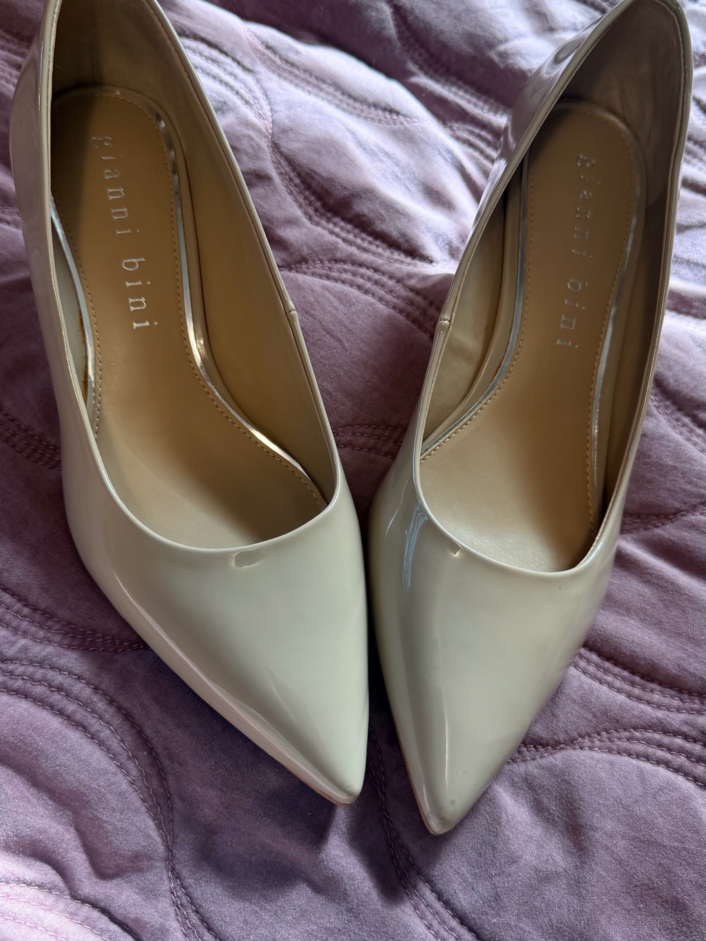 Gianni Bini Nude Patent Pointed-Toe Pumps